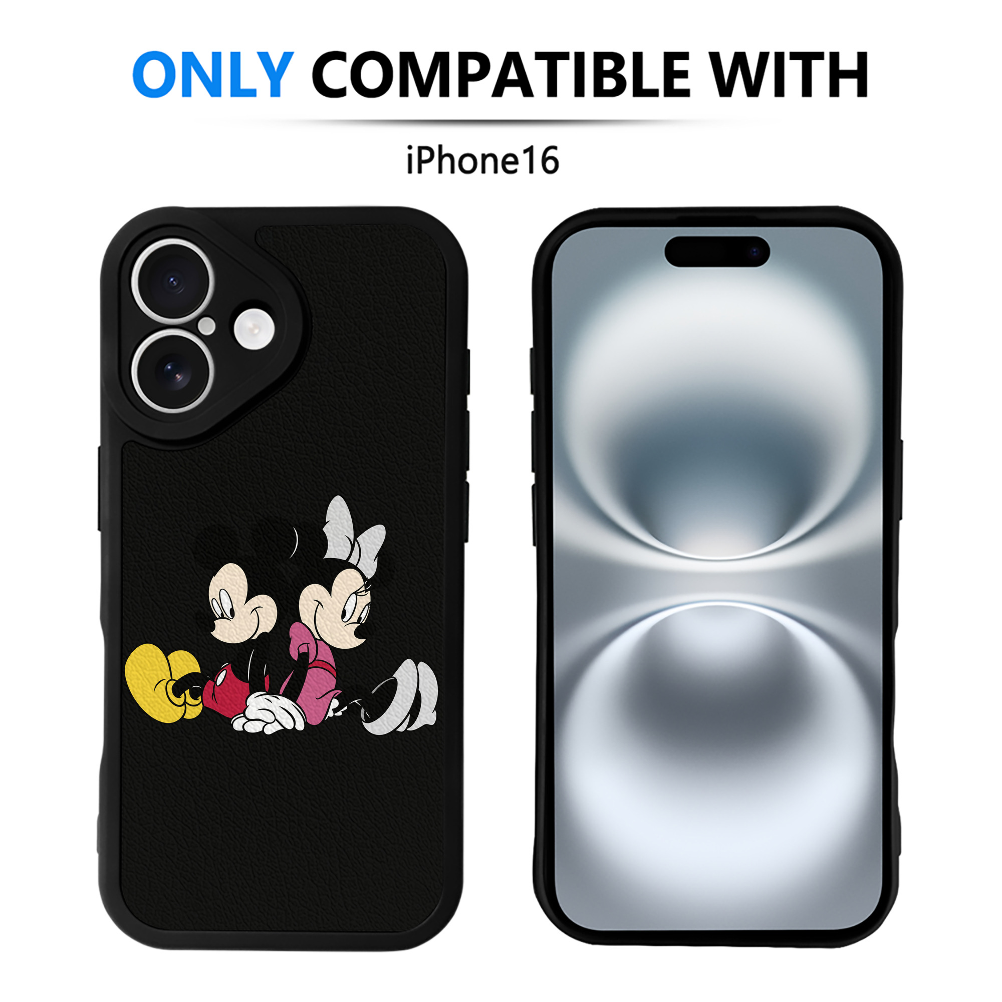 （画像用） ミッキーマウス Mickey Mouse 【iPhone 16シリーズ対応】シリコンスマホケース（レザー調） 材質：シリコン